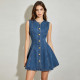 Sleeveless Single Breasted Button Mini Dress GDAM-218999