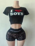 Pre Order: About 7 work days shipping Letter Print Lace Short Suit YUEM-300352