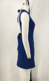 Sleeveless Backless Denim Mini Dress GDAM-218998