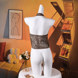 Backless Halterneck See Through Sequin Top GFRT-42281TBG