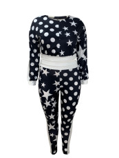 Plus Size Stars Polka Dots Sport Pants Suit GAWE-5872