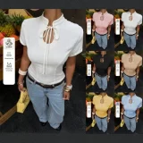 Short Sleeve Hollow Out Tie Up Tops GSRX-922