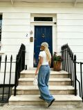 Plus Size Black White Stripe Loose Jeans GYLN-8612