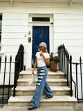 Plus Size Black White Stripe Loose Jeans GYLN-8612