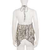 Print Halterneck Irregular Tops GPKJ-MR49679