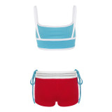 Letter Print Contrast Color Sport 3 Piece Short Set GPKJ-MR49102