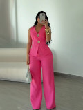 Sleeveless Solid Color Loose Two Piece Pants Set SFY-889