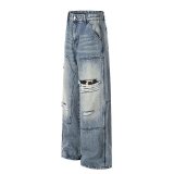 Plus Size Washed Holes Straight Jeans GYLN-0609