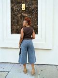 Plus Size Patchwork Contrast Color Seventh Jeans GYLN-7685