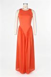 Solid Color Chiffon Patchwork Maxi Dress ZSD-0789