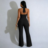 Backless Halterneck Micro Flare Jumpsuit YF-11072
