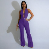 Backless Halterneck Micro Flare Jumpsuit YF-11072
