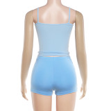 Solid Color Sling Top Two Piece Short Set GZJQ-K6S10393A
