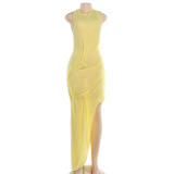 Solid Color O Neck Backless Maxi Dress GZJQ-K6D10924A