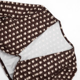 Polka Dot Print Ruched Three Piece Set(With Headscarf) MXBF-Y26ST229