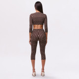 Polka Dot Print Ruched Three Piece Set(With Headscarf) MXBF-Y26ST229