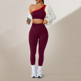 Running Fitness Yoga Off-shoulder Sports Bra And Long Pants Two Piece Set YWHQ-WT25092