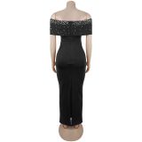 One Shoulder Beading Evening Dress BY-7759