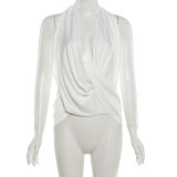 Halterneck Backless Irregular Tops GZJQ-K6L11765A