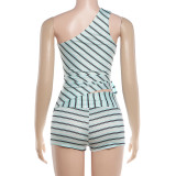 Slash Shoulder Sleeveless Two Piece Short Set DLSF-K6S09931A