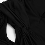 Hollow Out Deep V Neck Maxi Dress GSZM-C26DS262