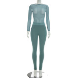 Mesh Long Sleeve Tight Two Piece Pants Set GSZM-D26ST225