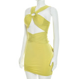 Solid Color Halterneck Tie Up Skirt Suit GSZM-D26ST246