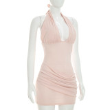 Sleeveless Halterneck Backless Mini Dress GSZM-J26DS266
