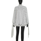 Polka Dot Print Long Sleeve Mini Dress GSZM-Q26DS112