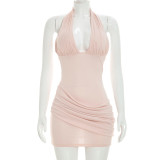 Sleeveless Halterneck Backless Mini Dress GSZM-J26DS266