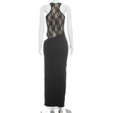 Lace Patchwork Sleeveless Maxi Dress GSZM-D26DS244