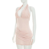 Sleeveless Halterneck Backless Mini Dress GSZM-J26DS266