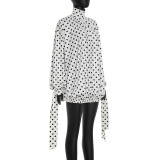 Polka Dot Print Long Sleeve Mini Dress GSZM-Q26DS112