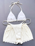 Sexy Halterneck Lace Up 3 Piece Swimsuit CSYZ-D659WY