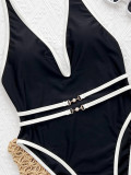 Contrast Color Backless One Piece Swimsuit CSYZ-G333RY