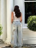 Plus Size Holes Washed Straight Jeans GYLN-2219