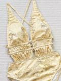 Sexy Print Hollow Out One Piece Swimsuit CSYZ-G325WY