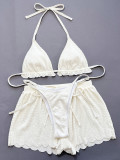 Sexy Halterneck Lace Up 3 Piece Swimsuit CSYZ-D659WY