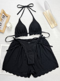 Sexy Halterneck Lace Up 3 Piece Swimsuit CSYZ-D659WY