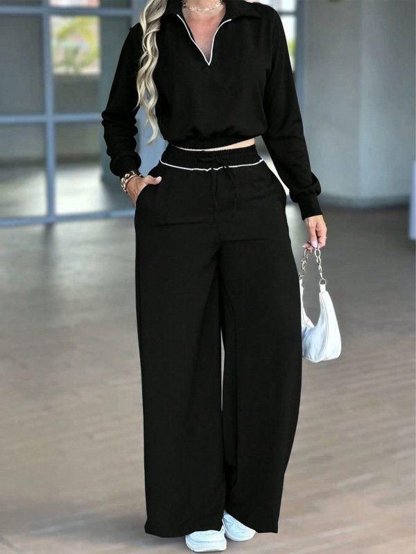 Casual Long Sleeve Two Piece Pants Set MIL-321
