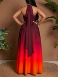 V Neck Gradient-Color Maxi Dress GYLY-11264