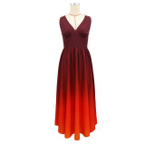 V Neck Gradient-Color Maxi Dress GYLY-11264