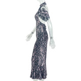 Sexy Off Shoulder Print Maxi Dress GJYO-JD305505