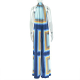 Print Sleeveless Backless Loose Jumpsuit GJYO-JP006372