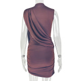Solid Color Ruched Sleeveless Mini Dress GJYO-JD305576