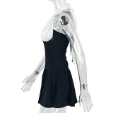 Contrast Color Halterneck Ruched Mini Dress GJYO-JD305587