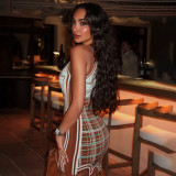 Plaid Print Sleeveless Midi Dress DLSF-K6D11030A