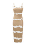 Stripe Print Sling Maxi Dress ZDF-33536