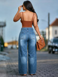 Vintage Faux Two-Piece Wide Leg Jeans SH-391550