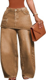 Vintage Faux Two-Piece Wide Leg Jeans SH-391550